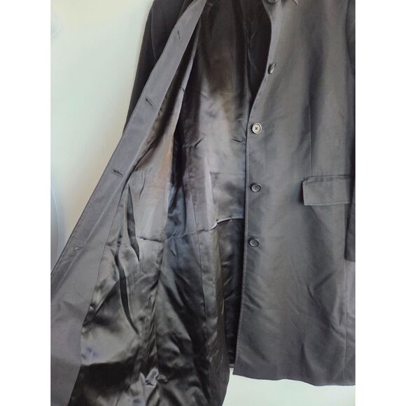 Banana Republic Women Black 4 Button Single Breasted Midi Trench Coat size XL - Picture 7 of 8